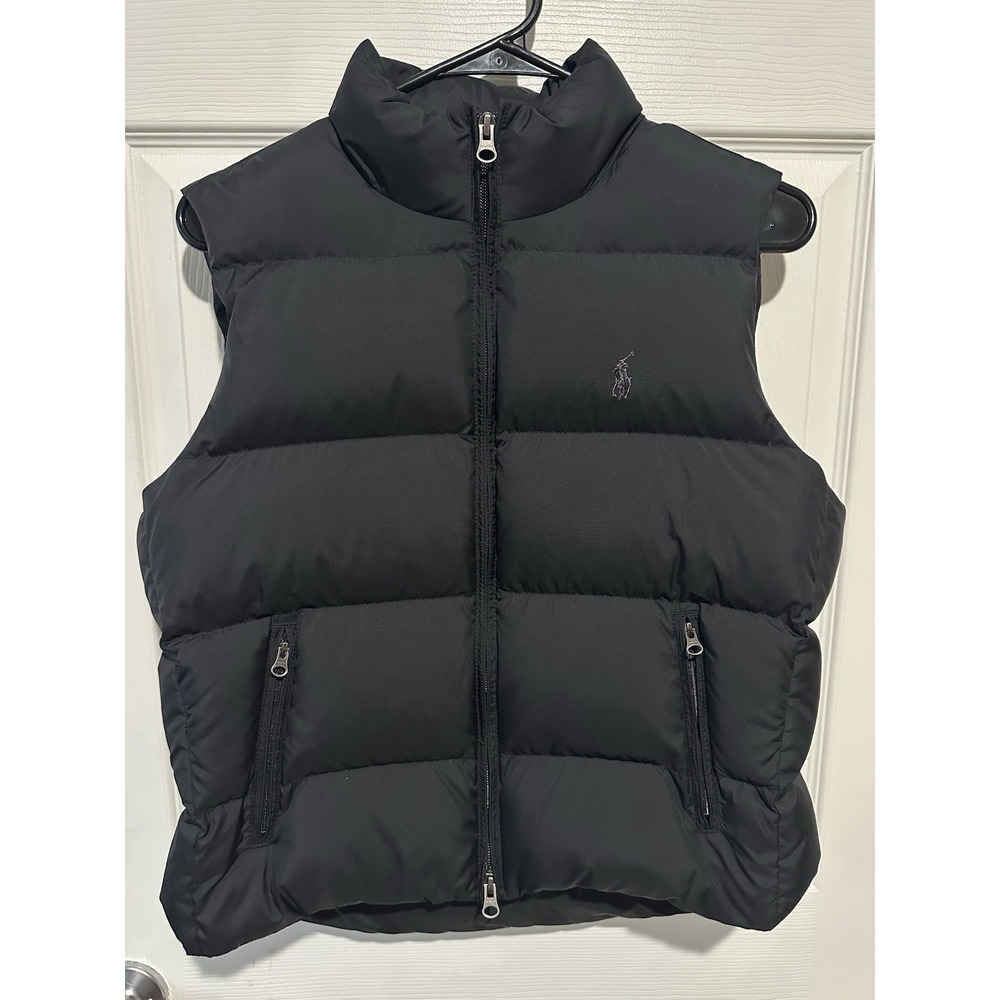 Ralph Lauren Sport Down Filled Quilted‎ Puffer Vest Black Women's Size Small EUC